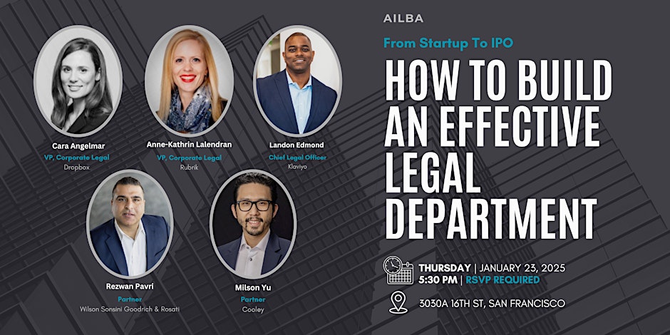 AILBA Roundtable: From Startup to IPO - How to Build an Effective Legal Department